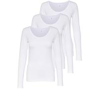 ONLY 3er Pack Damen Langarmshirt schwarz und weiß Langarm Basic Longsleeve Sommer aus 95% Baumwolle XS S M L XL 15209156