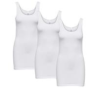 ONLY 3er Pack Damen Live Love Long Oberteile Basic Tank Tops (L, 3er Pack weiß)