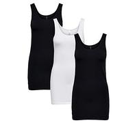 ONLY 3er Pack Damen Oberteile Basic Tank Tops weiß, schwarz blau Frauen Shirt lang Sommer Shirts Top 15239691 (DE/NL/SE/PL, Alphanumerisch, XXL, Regular, Regular, 3er Pack MIX1)