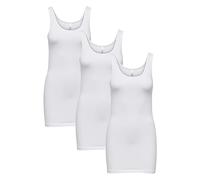 ONLY 3er Pack Damen Oberteile Basic Tank Tops weiß, schwarz blau Frauen Shirt lang Sommer Shirts Top 15239691, Größe:XXL, Farbe:3er Pack weiß
