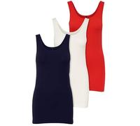 ONLY 3er Pack Damen Oberteile Basic Tank Tops weiß, schwarz, grau, blau, Creme Frauen Shirt lang Sommer Shirts Top 15201465 (M, FarbMix 5)