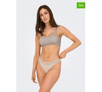 Tanga ONLY "ONLCHLOE LACE S.S THONG 3-PACK ACC", Damen, Gr. M (38), peach taffy pack:x3, Obermaterial: 75% Nylon, 25% Elasthan, unifarben, figurbetont, Unterhosen (53703613-M) peach taffy pack:x3