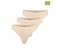 ONLY Damen Strings, 3er Pack - ONLVICKY RIB THONG, gerippt Beige L/XL