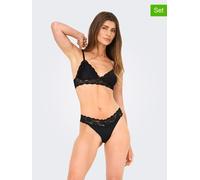 Only Tanga ONLCHLOE LACE S.S THONG - 3er-Pack Damen Größe L Schwarz 75% Nylon/25% Elasthan