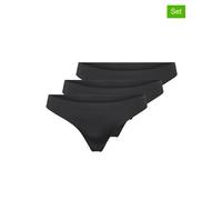 ONLY Damen String Slips Nahtlos | 3-er Pack Low Rise Taillen Tangas | Unterwäsche Höschen ONLTRACY, Farben:Schwarz, Größe:XS