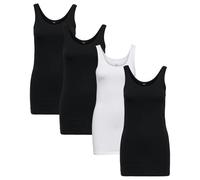 ONLY 4er Pack Damen LIVE Love Long Oberteile Basic Tank Tops, Tank Tops in Schwarz Weiß Mehrfarbig