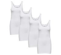 ONLY 4er Pack Damen LIVE Love Long Oberteile Basic Tank Tops, Tank Tops in Schwarz Weiß Mehrfarbig (DE/NL/SE/PL, Alphanumerisch, L, Regular, Regular, Weiß)