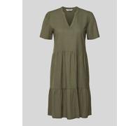 Only A-Linie Freizeitkleid aus Viskose-Leinen-Mix Modell 'TIRI-GOA' in Oliv, Größe L