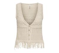 ONLY - Ärmellose Strickweste mit V-Ausschnitt und Fransen pink - Gr. - S