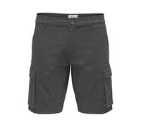 Cargoshorts ONLY & SONS "ONSCAM STAGE CARGO SHORTS 6689 LIFE NOOS", Herren, Gr. M, N-Gr, grau, Web, Obermaterial: 98% Baumwolle, 2% Elasthan, unifarben, normal, Hosen (48529000-M) grau