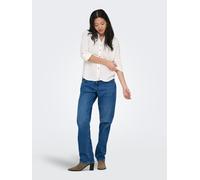 Hemdbluse ONLY "ONLGOA 3/4 STRAP LINEN BL SHIRT CC PNT", Damen, Gr. S, cloud dancer, Web, Obermaterial: 70% Viskose, 30% Leinen, unifarben, loose fit Po-bedeckend, Blusen Hemdbluse, mit Leinen, umschl