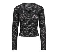 ONLY Slim Fit Langarmshirt in Spitzen-Mesh-Optik Modell 'NIKKA' in Black, Größe L