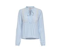 Langarmbluse ONLY "ONLLENNYO LS EMBROID V-NECK TOP NOOS WVN", Damen, Gr. XS, kentucky blau stripes:hellweiß, Web, Obermaterial: 100% Viskose, gestreift, regular fit normal, elastischer Bund, Blusen La