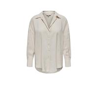 ONLY Damen Hemd locker geschnitten Langarm Knopfleiste hinten länger Hemdkragen, Farben:Weiß, Größe:S