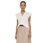 Kurzarmbluse ONLY "ONLROSELLA LIFE CAPSLEEVE SHIRT WVN NOOS", Damen, Gr. L, cloud dancer, Web, Obermaterial: 100% Viskose, unifarben, regular fit normal, V-Ausschnitt, Blusen, Viskose, regular fit (53