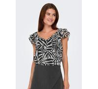 ONLY Blusenshirt "ONLASTA LIFE CAPSLEEVE V-NECK TOP PTM" (62001618-L) schwarz aop:monochrome leafy