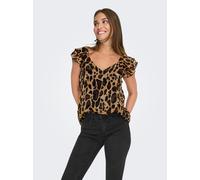 ONLY Blusenshirt "ONLASTA LIFE CAPSLEEVE V-NECK TOP PTM" (65162428-S) schwarz aop:warm leo