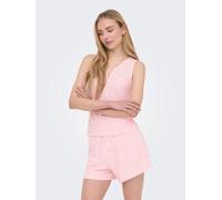 ONLY "ONLSMILLA S/L V-NECK TOP JRS" Materialmix, regular fit, V-Ausschnitt (91211244-XS) rosy touch