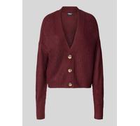 ONLY Boxy Fit Strickjacke mit V-Ausschnitt Modell 'CAROL' in Bordeaux, Größe XL