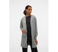 Vero Moda Strickjacke Silje Long Open Cardigan Damen Loose Fit V-Ausschnitt M grau melange