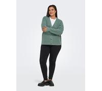 Strickjacke ONLY CARMAKOMA "CARCAROL NICE L/S CARDIGAN KNT NOOS", Damen, Gr. S, grün (chinois grün), Strick, Obermaterial: 100% Polyacryl, unifarben, regular fit hüftlang, V-Ausschnitt, Rippbündchen,