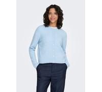 Strickjacke ONLY "ONLSIMONI L/S O-NECK CARDIGAN KNT NOOS", Damen, Gr. XS, cashmere blau detail:melange, Strick, Obermaterial: 74% Polyacryl, 24% Polyester, 2% Elasthan, meliert, relaxed fit hüftlang,