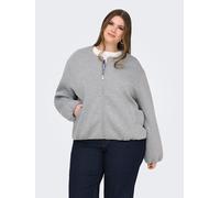 Blouson ONLY CARMAKOMA "CARELLIE SCUBA LIFE JACKET OTW NOOS", Damen, Gr. S, medium grau melange, Web, Obermaterial: 66% Polyester, 28% Viskose, 6% Elasthan, unifarben, weit taillenbedeckt, Rundhals, J