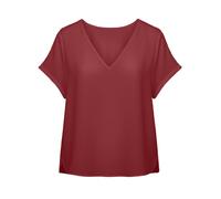 ONLY CARMAKOMA - CARBELLY MIKASI SS V-NECK TOP AOP Brick Red - Gr. - 42