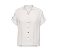 Kurzarmbluse ONLY CARMAKOMA "CARYASMIN SHIRT S/S WVN NOOS", Damen, Gr. 50, snow weiß, Web, Obermaterial: 100% Viskose, unifarben, normal, V-Ausschnitt, Blusen (45045720-50) snow weiß