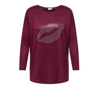 ONLY CARMAKOMA "CARALBA LS LONG TOP JRS" mit Glitzernieten (13898968-M) zinfandel detail:lips