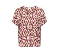 ONLY CARMAKOMA - CARBELLY MIKASI SS V-NECK TOP AOP Brick Red - Gr. - 52