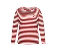 Langarmshirt ONLY CARMAKOMA "CARBODIL L/S O-NECK BLOUSE JRS", Damen, Gr. XL, barbados cherry stripes:cloud dancer, with emb. hearts, Jersey, Obermaterial: 63% Polyester, 33% Baumwolle, 4% Elasthan, ge