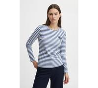 ONLY CARMAKOMA "CARBODIL L/S O-NECK BLOUSE JRS" Materialmix, slim fit (94119759-S) riviera stripes:cloud dancer, emb. bow