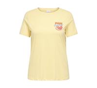 Kurzarmshirt ONLY CARMAKOMA "CARBOLETTE LIFE REG S/S TOP BOX JRS", Damen, Gr. M, sunlight print:pink, Jersey, Obermaterial: 100% Baumwolle, bedruckt, Rundhals, Shirts (58940727-M) sunlight print:pink