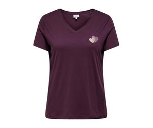 ONLY CARMAKOMA - CARBONNIE LIFE S/S V-NECK REG TEE JRS mauve wine - Gr. - S-42/44