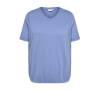V-Shirt ONLY CARMAKOMA "CARCORAL S/S V-NECK TEE JRS", Damen, Gr. L, blau (cornflower blau), Jersey, Obermaterial: 65% Polyester, 35% Viskose, unifarben, regular fit normal, V-Ausschnitt, Shirts (93059