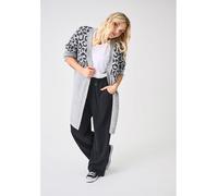 Strickjacke ONLY CARMAKOMA "CARJADE ANIMAL L/S CARDIGAN KNT NOOS", Damen, Gr. M, light grau melange pattern:dunkelgrau mel, Strick, Obermaterial: 81% Polyacryl, 19% Polyester, gemustert, modisch, ca. 