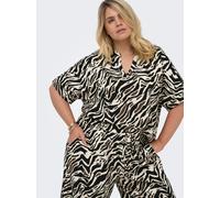 ONLY CARMAKOMA - CARELITE S/S V-NECK FOLD-UP TOP AOP Black - Gr. - 44