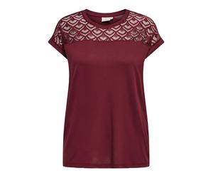 ONLY CARMAKOMA - CARFLAKE S/S MIX TOP JRS NOOS Ruby Wine - Gr. - 46/48