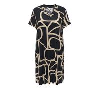ONLY Carmakoma Damen Kleid Plus Size V-Ausschnitt Kurzarm Midi Sommer Dress, Farben:Schwarz-5, Größe:50-52