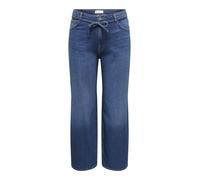 Straight-Jeans ONLY CARMAKOMA "CARGIANNA MW STRAIGHT DNM BOX NOOS", Damen, Gr. 42, Länge 32, blau (dunkelblau denim), Denim/Jeans, Obermaterial: 98% Baumwolle, 2% Elasthan, unifarben, straight fit lan