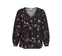ONLY CARMAKOMA - CARINDIGO LIFE LS V-NECK TOP AOP BF Black - Gr. - 46