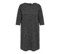 Jerseykleid ONLY CARMAKOMA "CARMARTHA 3/4 KNEE DRESS JRS", Damen, Gr. M, N-Gr, dunkelgrau melange, Jersey, Obermaterial: 95% Polyester, 5% Elasthan, unifarben, regular fit, Rundhals, Kleider, Sommerkl