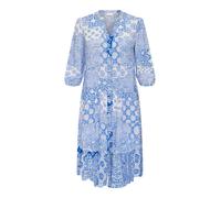 Tunikakleid ONLY CARMAKOMA "CARMILANA 3/4 DRESS WVN NOOS", Damen, Gr. 44, N-Gr, blau (princess blau aop:mix graphic), Web, Obermaterial: 100% Viskose, bedruckt, loose fit kniebedeckend, V-Ausschnitt, 