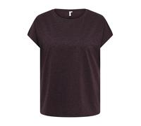 Kurzarmshirt ONLY CARMAKOMA "CARMOSTER GLITTER S/S TOP JRS NOOS", Damen, Gr. L, fudge detail:fudge glitter, Jersey, Obermaterial: 75% Viskose, 11% Polyester, 11% metallisierte Fasern, 3% Elasthan, Gli