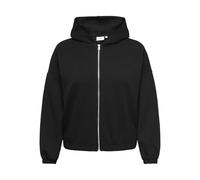 Kapuzensweatshirt ONLY CARMAKOMA "CARSCARLETT LS ELASTIC ZIP HOOD SWT NOOS", Damen, Gr. M, schwarz, Sweatware, Obermaterial: 60% Polyester, 40% Viskose, unifarben, regular fit normal, Rundhals, Sweats