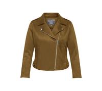 Bikerjacke ONLY CARMAKOMA "CARSHERRY NEW LIFE BONDED BIKER OTW", Damen, Gr. 42, cognac, Web, Obermaterial: 100% Polyester, unifarben, Jacken (12253736-42) cognac