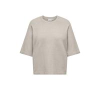 Strickpullover ONLY CARMAKOMA "CARSIMONI 3/4 PULLOVER KNT NOOS", Damen, Gr. S, beige (pumice stone detail:melange), Strick, Obermaterial: 74% Polyacryl, 24% Polyester, 2% Elasthan, meliert, regular fi