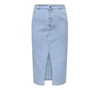 Jeansrock ONLY CARMAKOMA "CARSIRI FRONT SLIT SKIRT DNM GUA NOOS", Damen, Gr. 54, blau (light blau denim), Denim/Jeans, Obermaterial: 74% Baumwolle, 25% Polyester, 1% Elasthan, unifarben, modisch, wade
