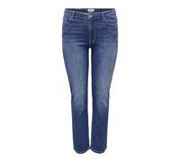 Slim-fit-Jeans ONLY CARMAKOMA "CARSUI MID SLIM DNM DIA364", Damen, Gr. 42, Länge 32, blau (medium blau denim), Denim/Jeans, Obermaterial: 95% Baumwolle, 3% Polyester, 2% Elasthan, unifarben, slim fit,